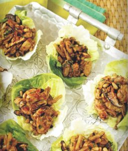 Minced chicken lettuce wraps at Hali'imaile General Store.