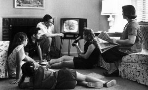 Family watching television