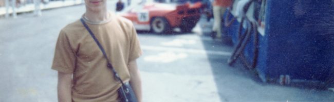 The author at fourteen at an auto race